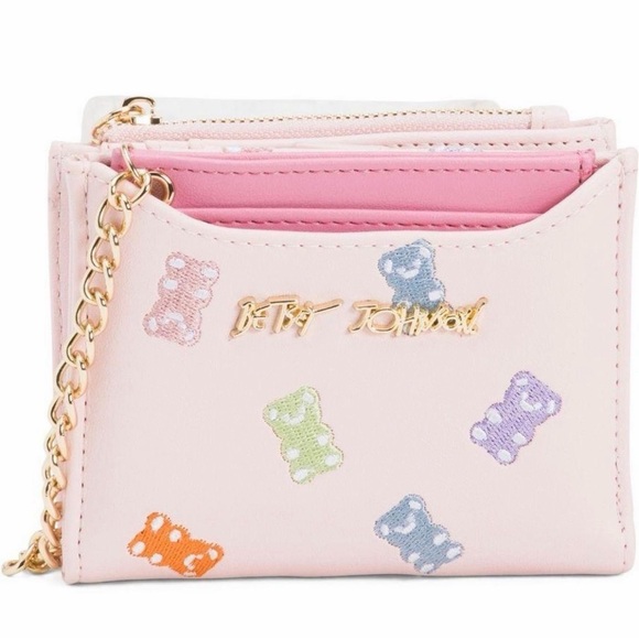 Betsey Johnson Handbags - BETSEY JOHNSON PINK GUMMY BEAR WALLET CARD CASE WRISTLET GOLD-TONE CHAIN NEW